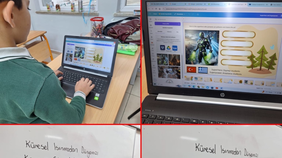 3-F Sınıfı Eco Kids For A Greener Future eTwinning Projesi için Süper Kahraman tasarlama etkinliklerine katıldı.